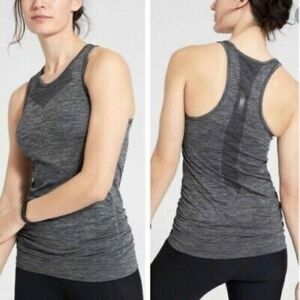 Athleta Size Small Finish Fast Gray Racerback Ruched Sides Tank